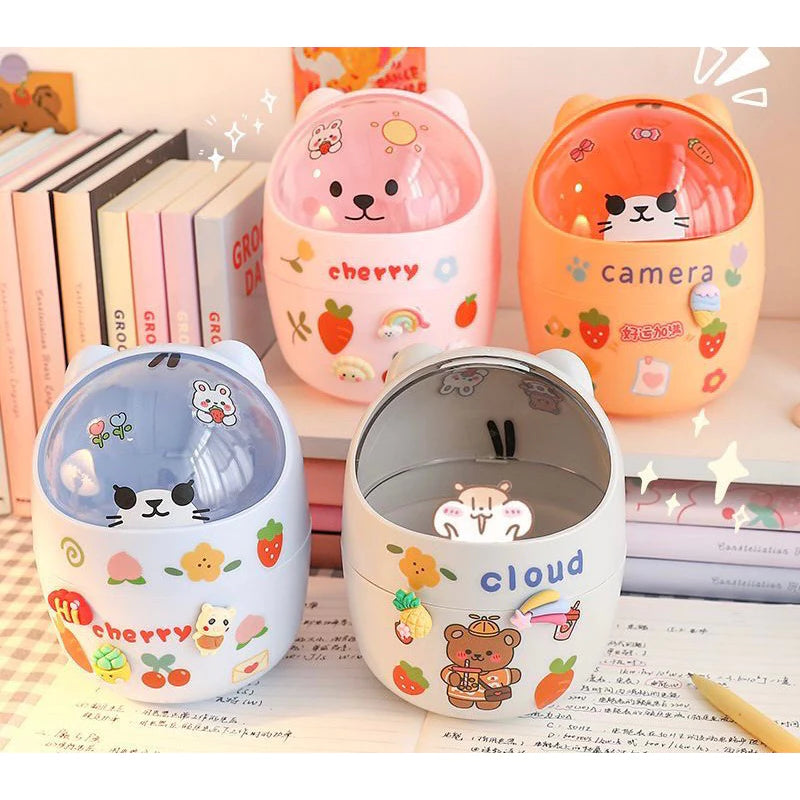 Mini Lixeira Fofa De Urso De Desenho Animado