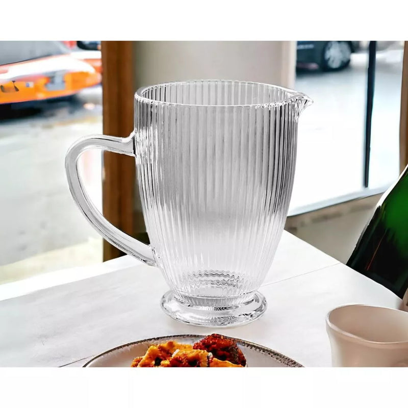 Jarro De Vidro Transparente Modelo Rayé 1320ML