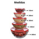 Conjunto De 5 Potes De Vidro Herméticos Com Tampa