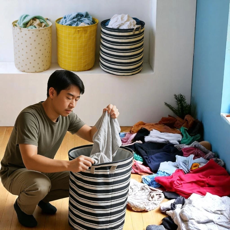 Cesto Organizador Roupa Suja e Brinquedo Dobrável Com Alça Impermeável Pratico