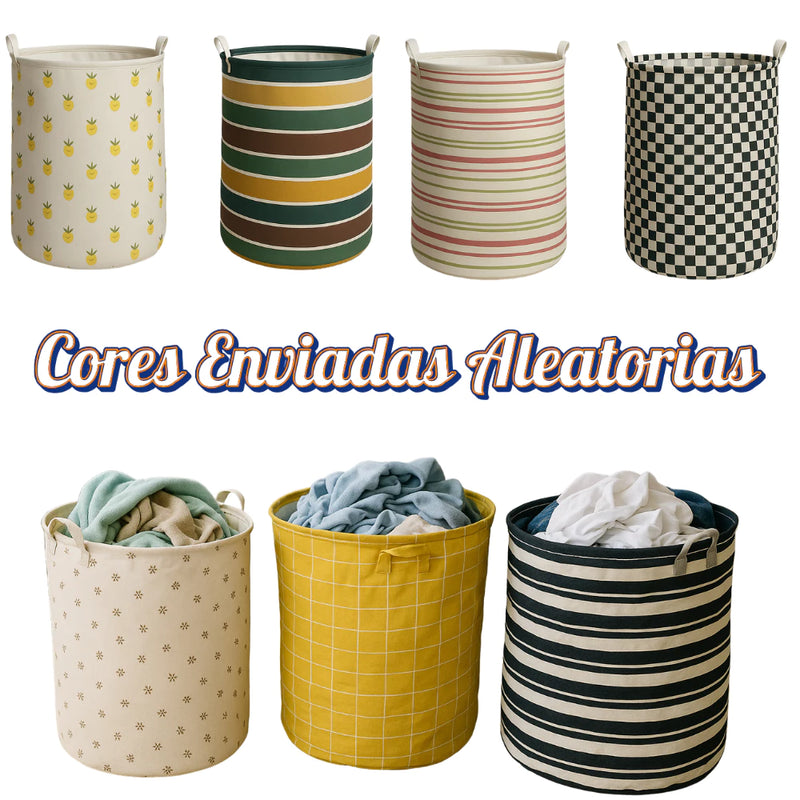 Cesto Organizador Roupa Suja e Brinquedo Dobrável Com Alça Impermeável Pratico