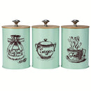 Conjunto De 3 Recipientes De Armazenamento Com Tampa De Bambu