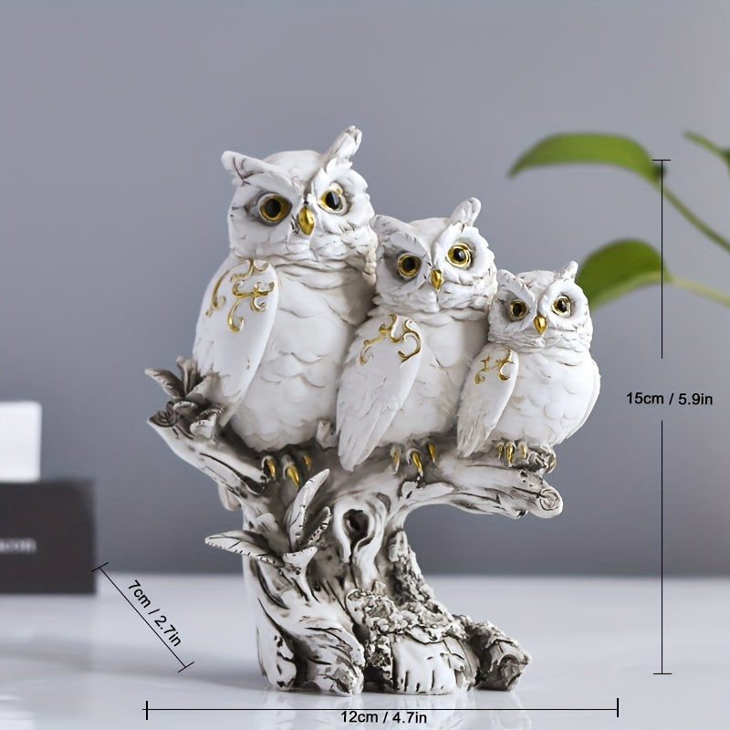 Escultura De Coruja Em Resina Charmosa