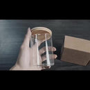 Kit 03 Frasco Redondo Acrílico Transparente Com Tampa De Madeira