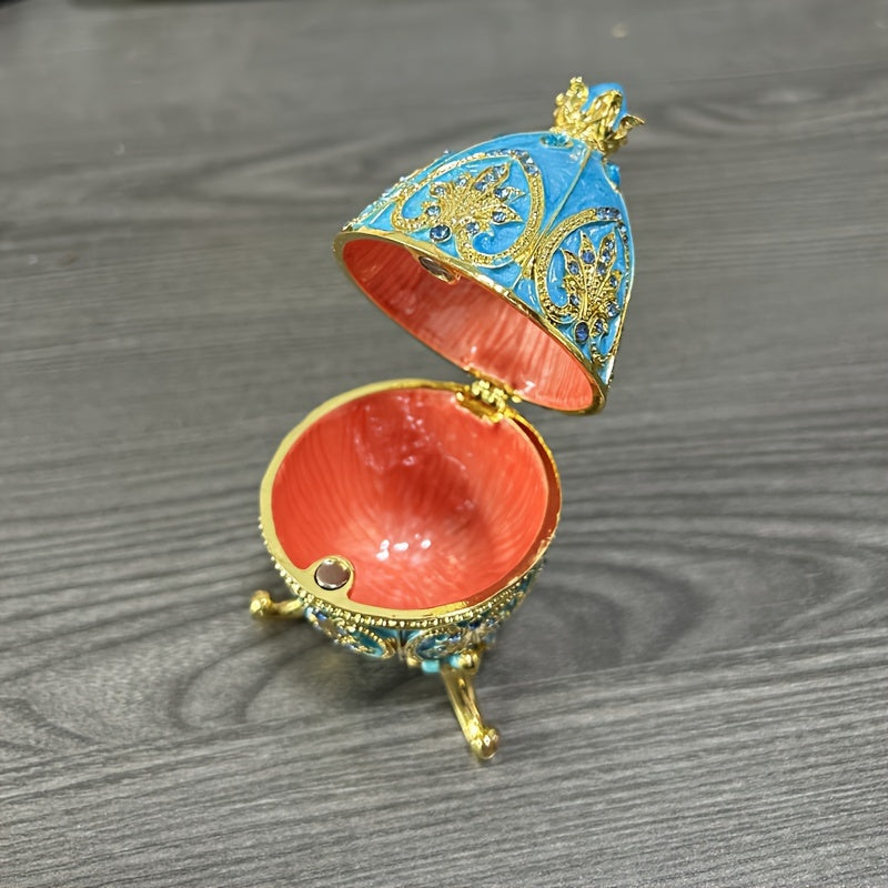 Caixa de Joias Elegante Pintada à Mão Estilo Fabergé
