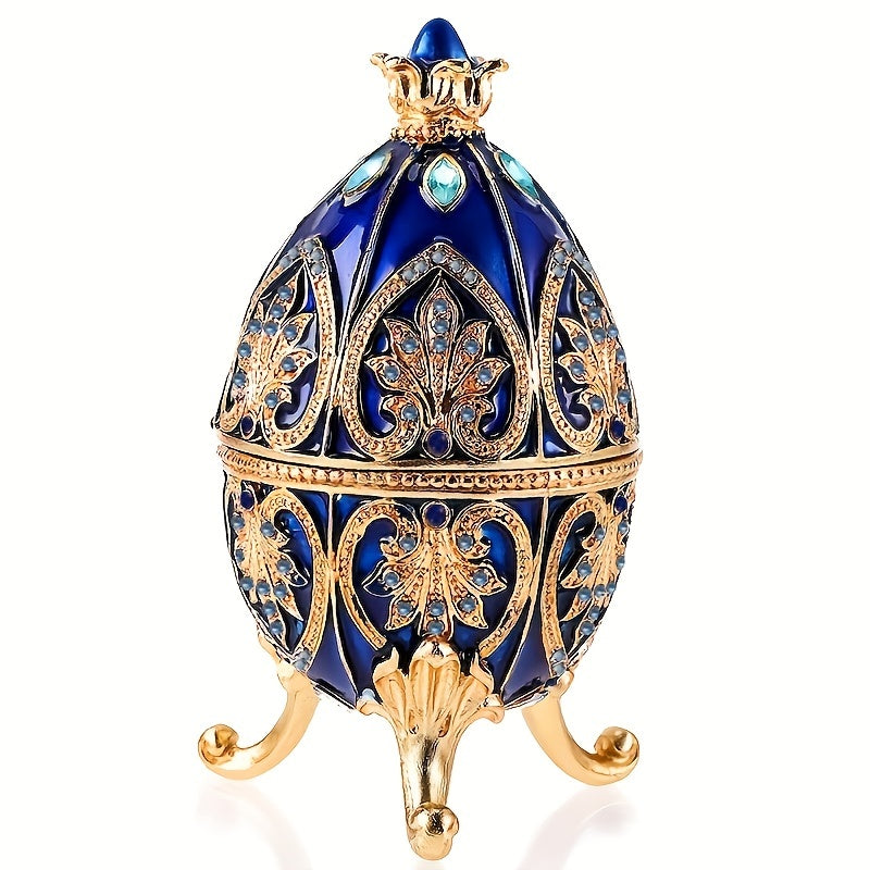 Caixa de Joias Elegante Pintada à Mão Estilo Fabergé