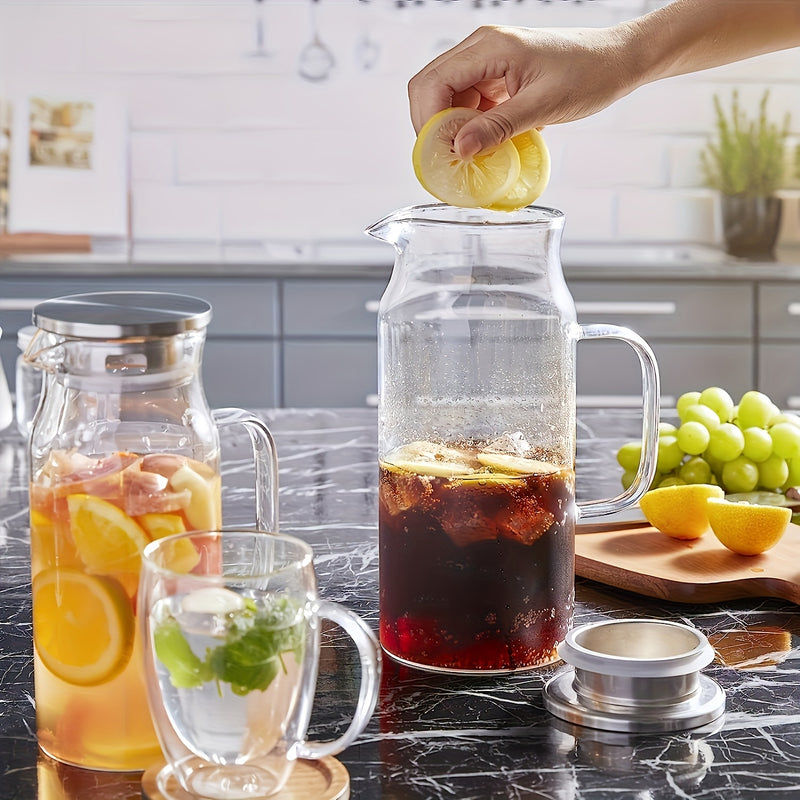 Jarro de Água Fria em Vidro de Borosilicato com Tampa de Aço Inoxidável