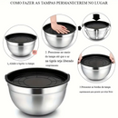 Conjunto de 5 Tigelas de Aço Inoxidável com Tampa