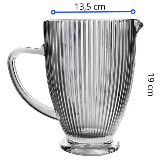 Jarro De Vidro Transparente Modelo Rayé 1320ML