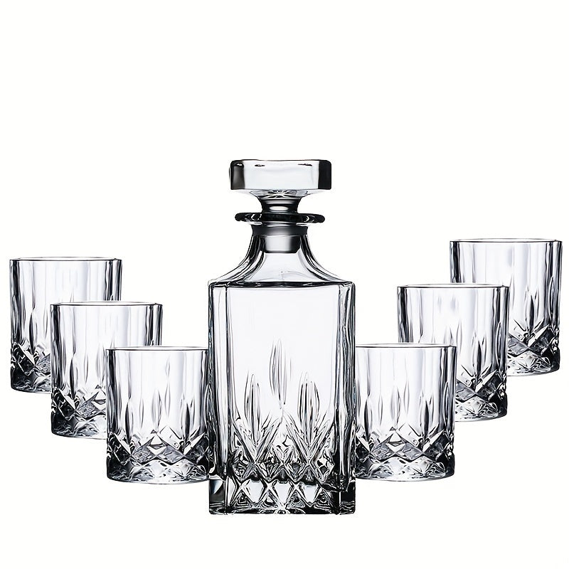 Conjunto De 7 Peças De Cristal Elegante Com Decantador De Uísque