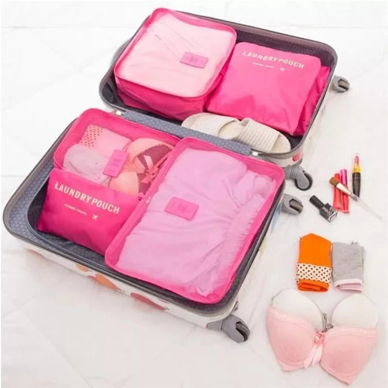 Kit com 6 Necessaires Organizadoras para Mala de Viagem