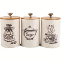 Conjunto De 3 Recipientes De Armazenamento Com Tampa De Bambu