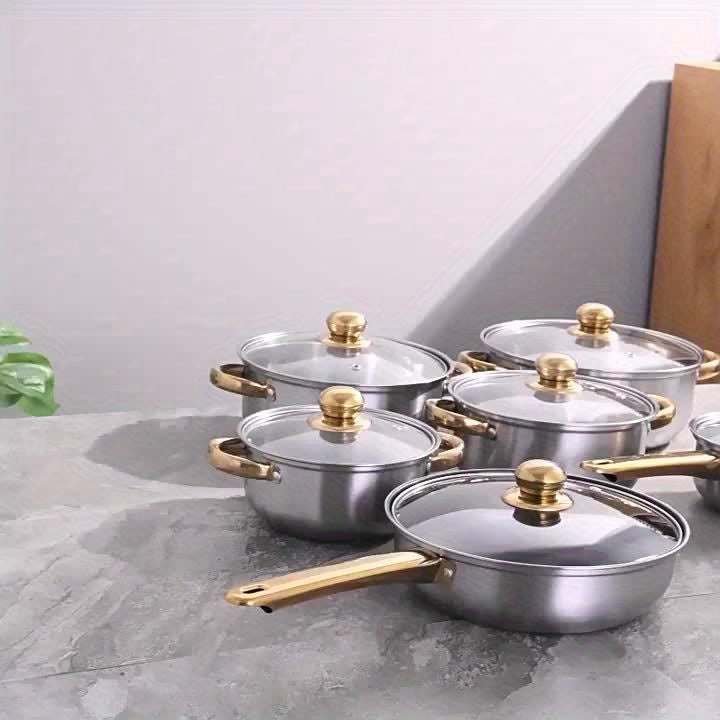 Conjunto de 06 Panelas e Frigideiras em Aço Inox