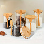 Conjunto de 4 Potes de Vidro Hermético com Colher