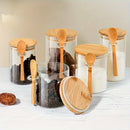 Conjunto de 4 Potes de Vidro Hermético com Colher