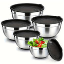 Conjunto de 5 Tigelas de Aço Inoxidável com Tampa