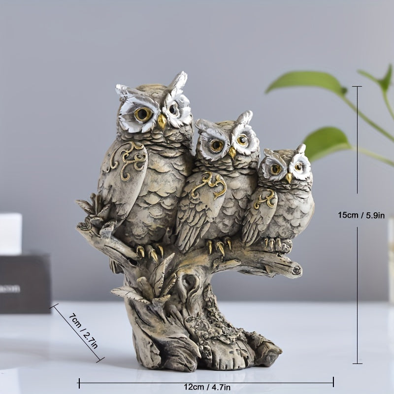 Escultura De Coruja Em Resina Charmosa