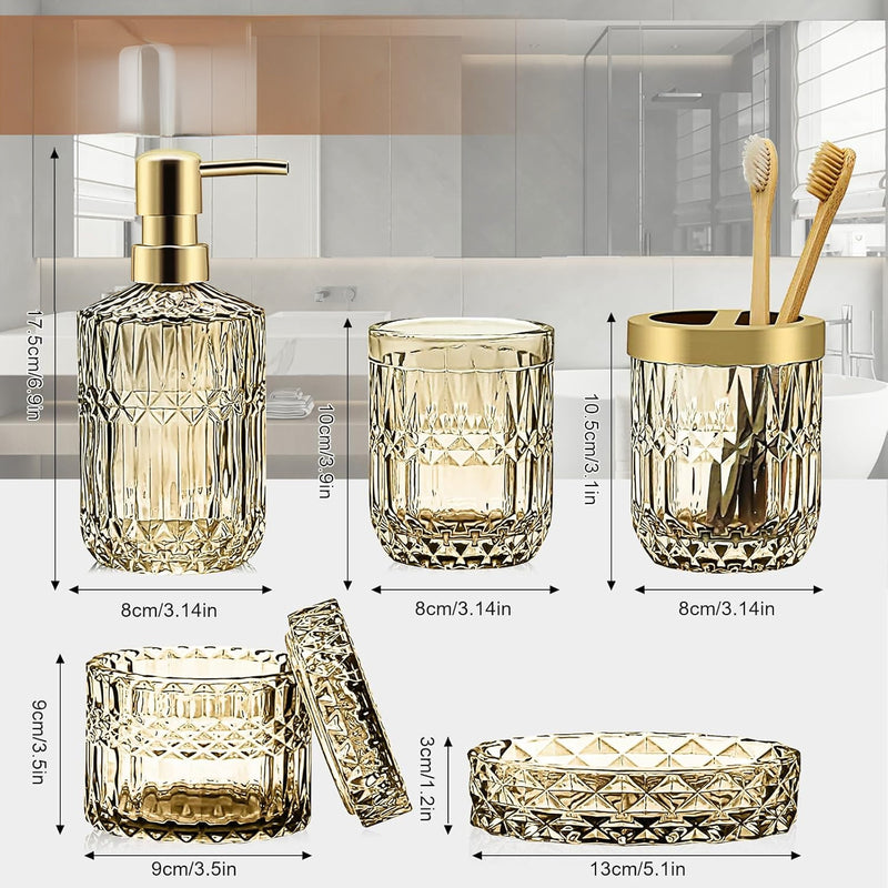 Conjunto de 5 Peças de Vidro de Luxo para Banheiro