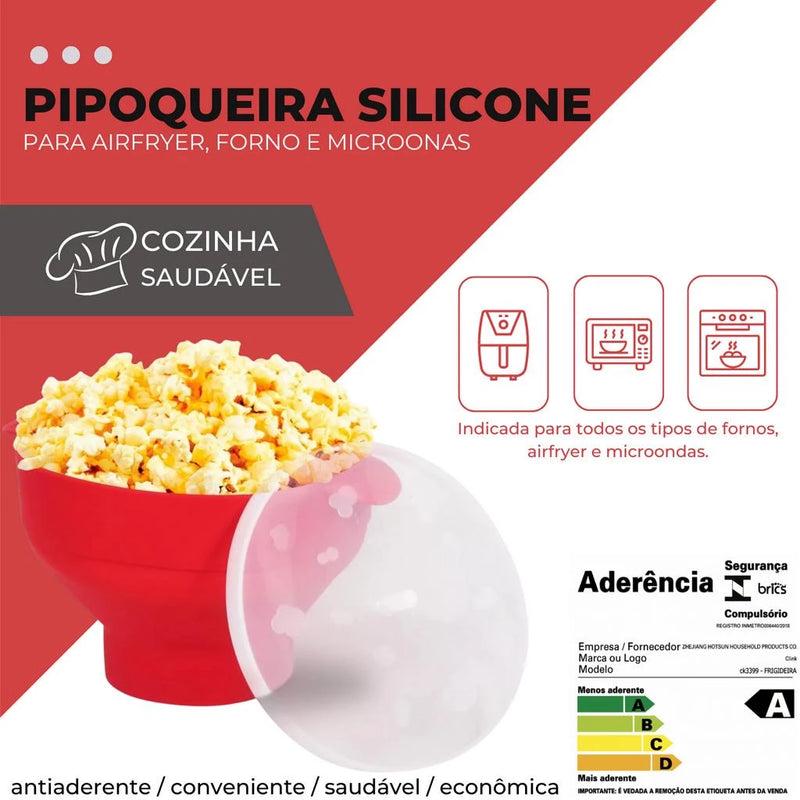 Pipoqueira De Silicone Dobrável Para Micro-Ondas