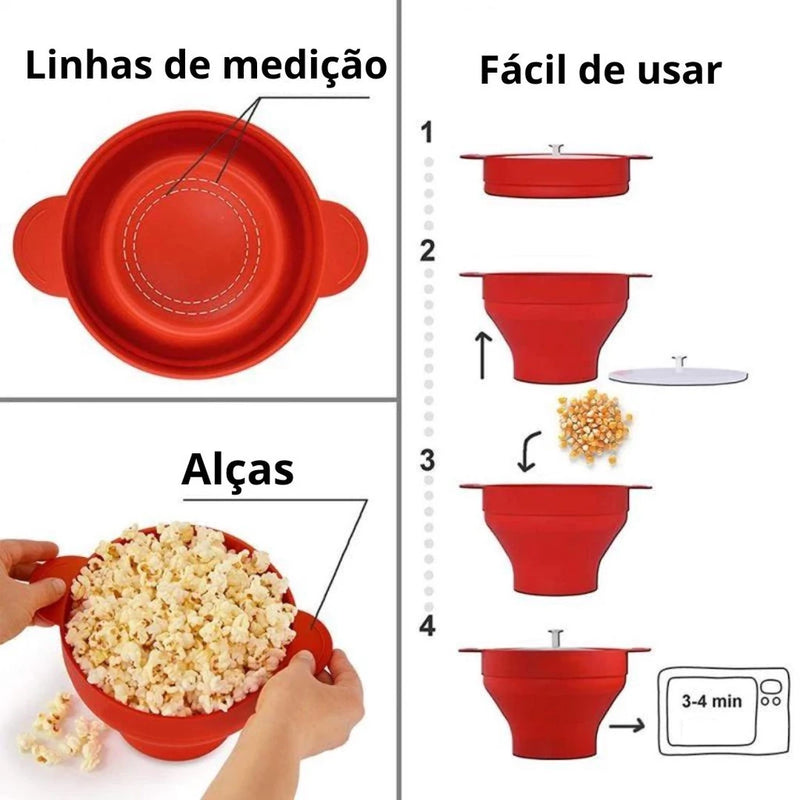 Pipoqueira De Silicone Dobrável Para Micro-Ondas