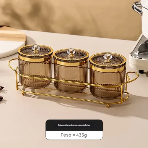 Pote De Especiarias Transparente Com Listras Criativas