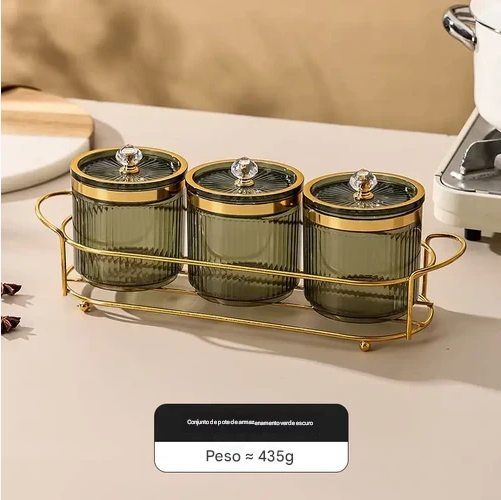 Pote De Especiarias Transparente Com Listras Criativas