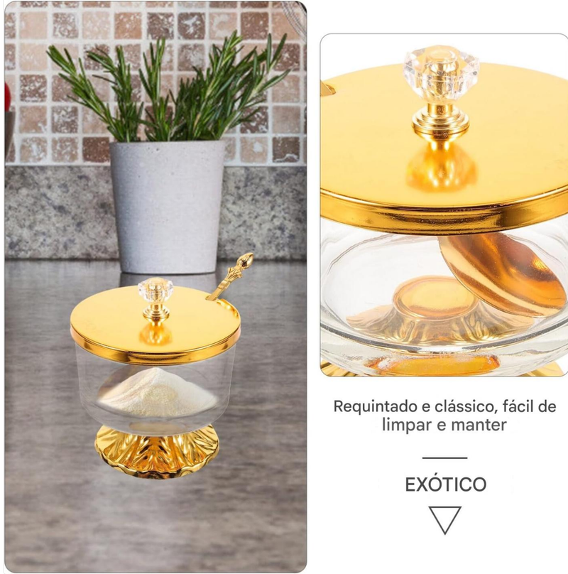 Recipiente De Vidro Para Condimento Luxo