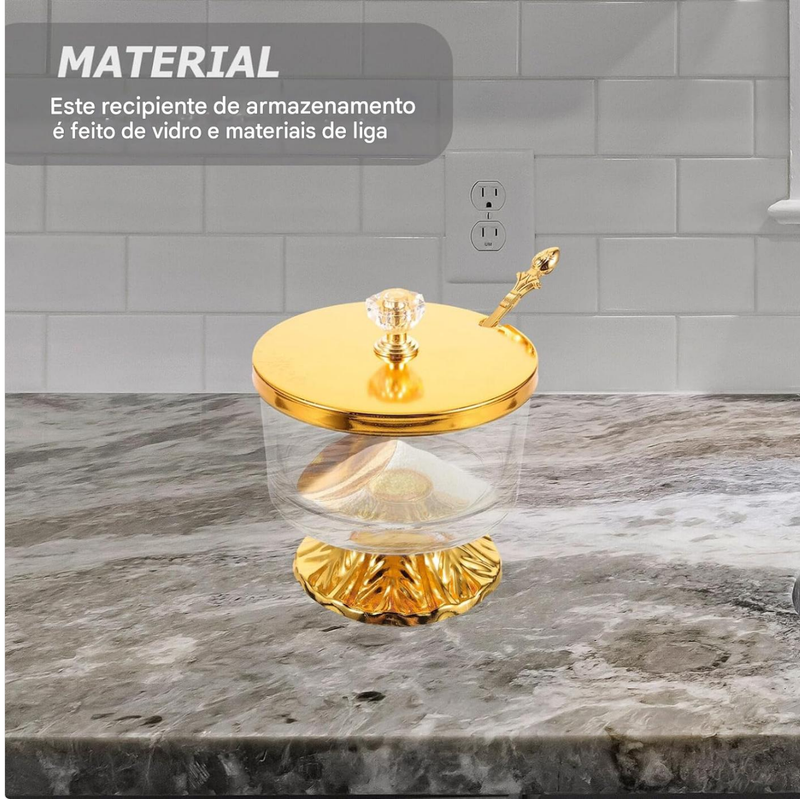 Recipiente De Vidro Para Condimento Luxo