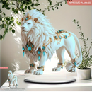 Estátua Acrílica De Leão Branco Estilo Boêmio Plana Em 2D