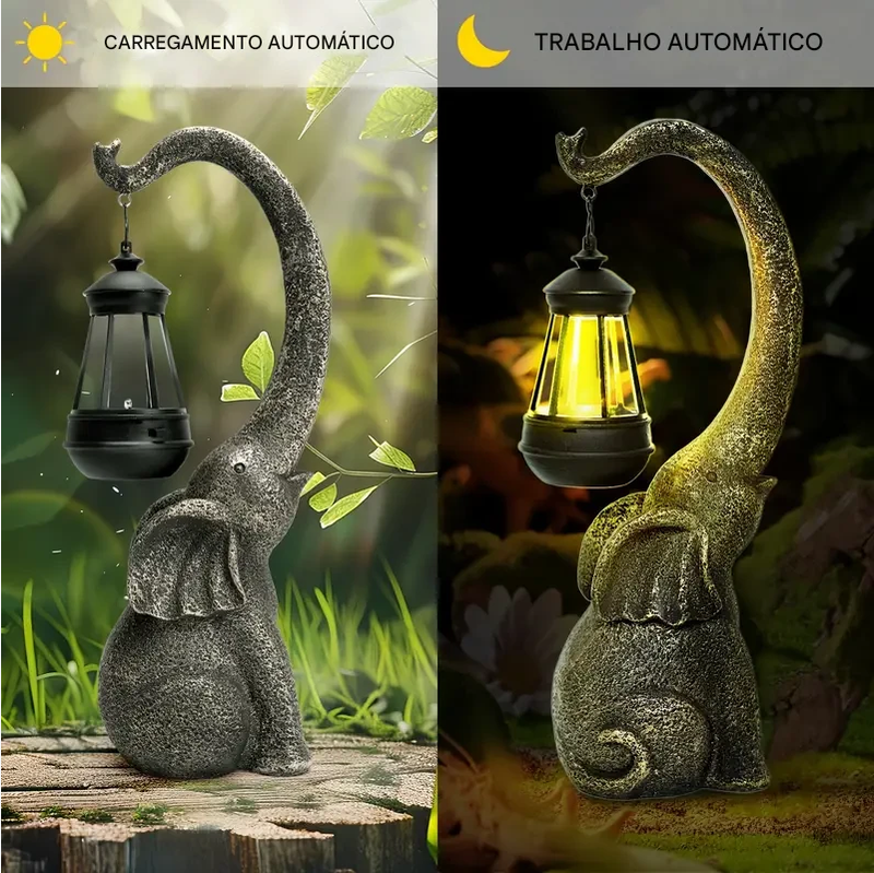 Luminária Solar Elefante Decorativo