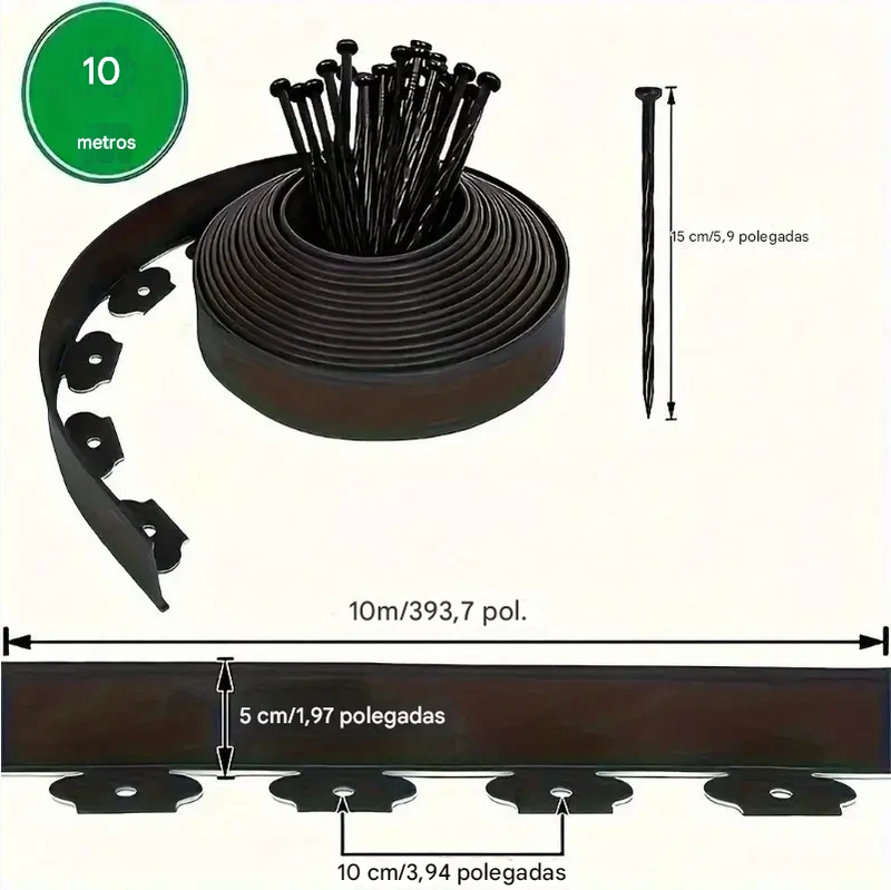 Kit Borda de Jardim 10m com Estacas