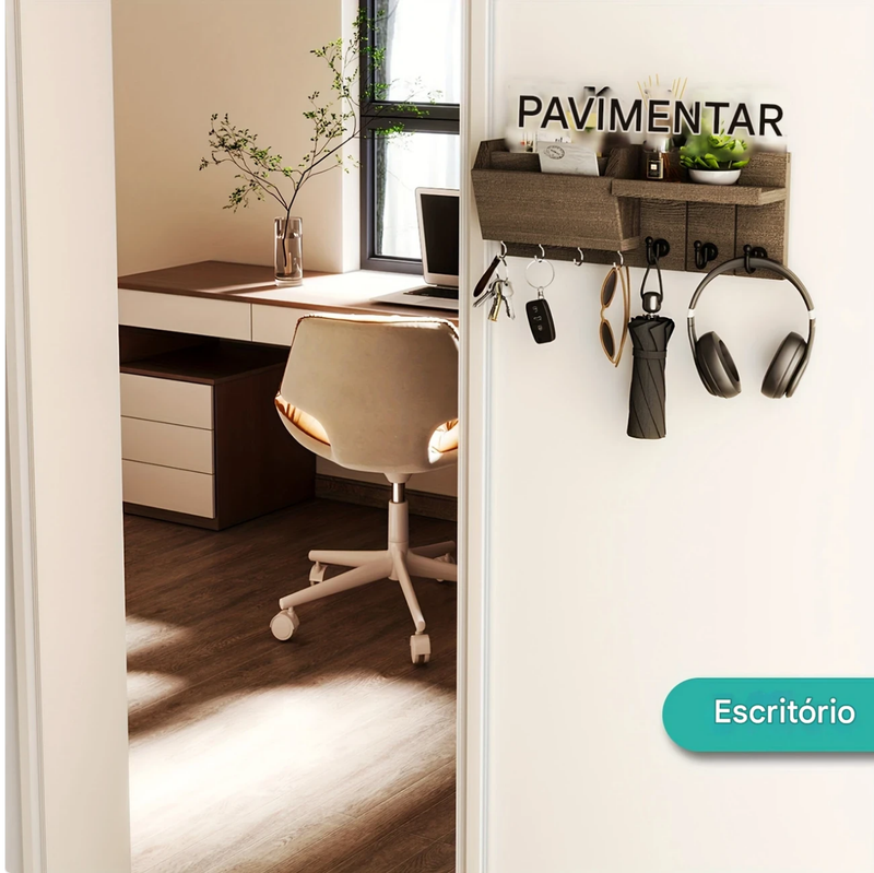 Organizador De Parede Multiuso Em Madeira