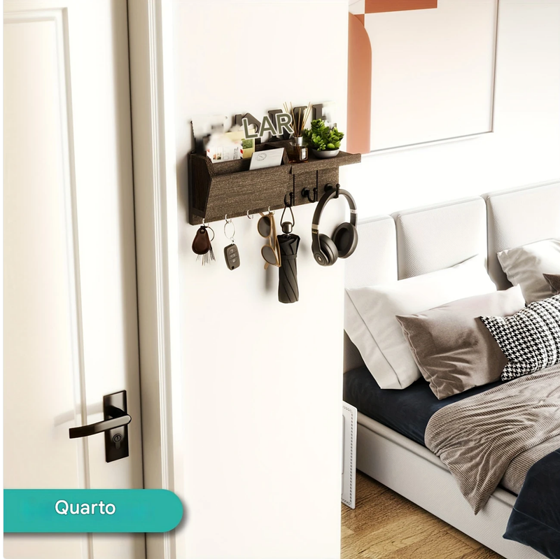 Organizador De Parede Multiuso Em Madeira