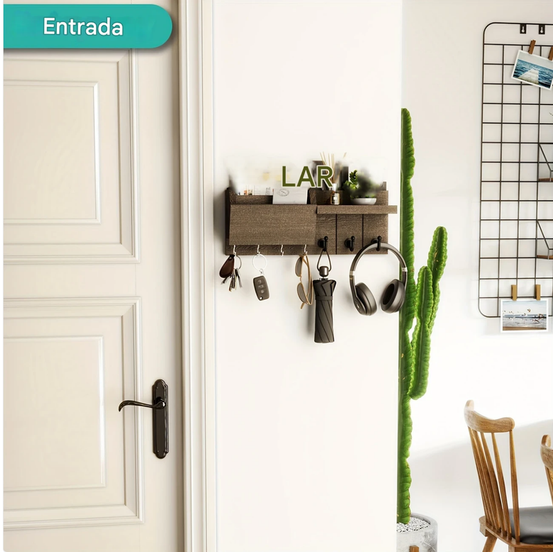 Organizador De Parede Multiuso Em Madeira