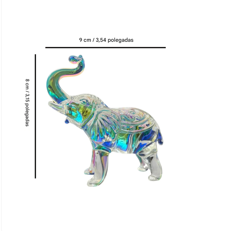 Estátua De Elefante Transparente De Cristal