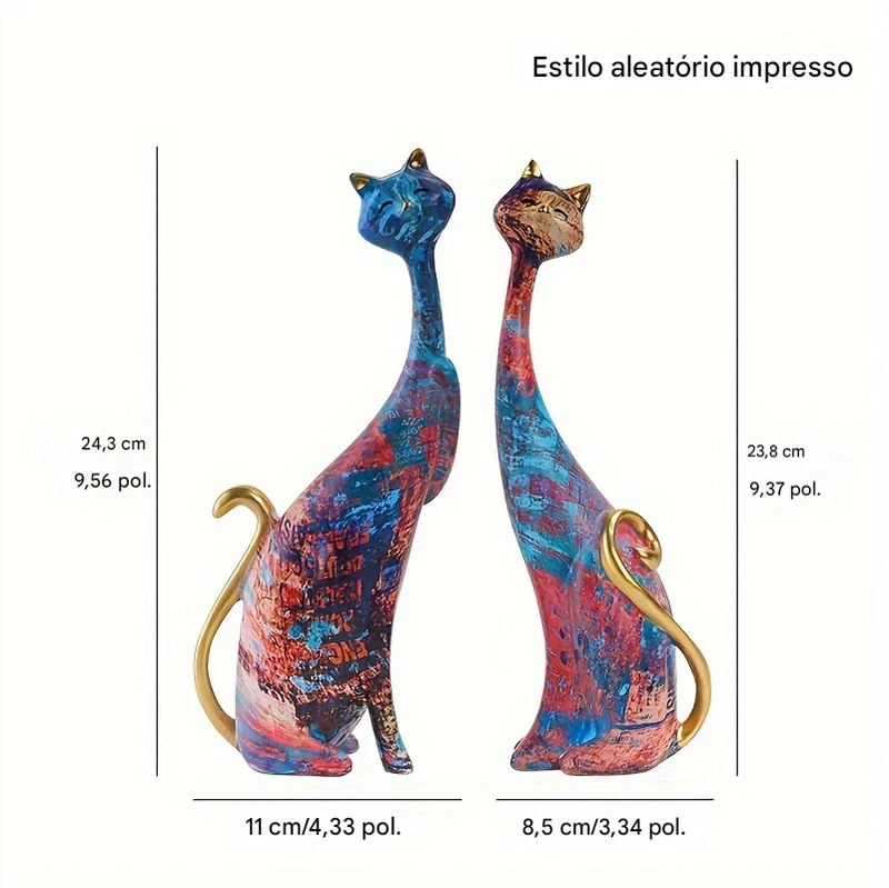 Escultura Estátua Gatos Resina
