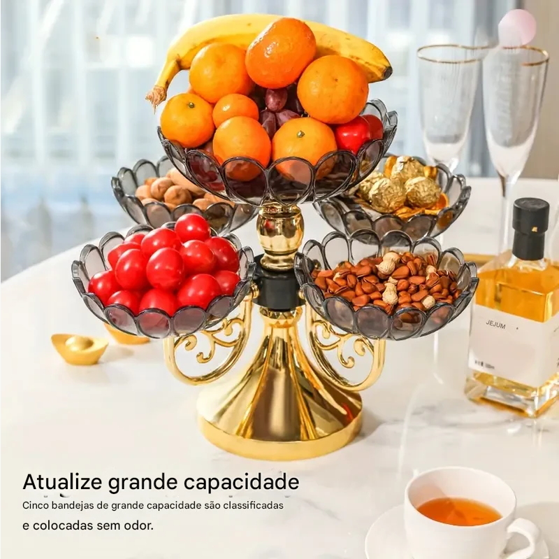 Tigela de Frutas Rotativa Estilo Europeu