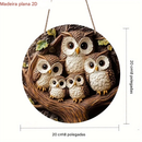 Arte de Parede Família de Corujas 2D