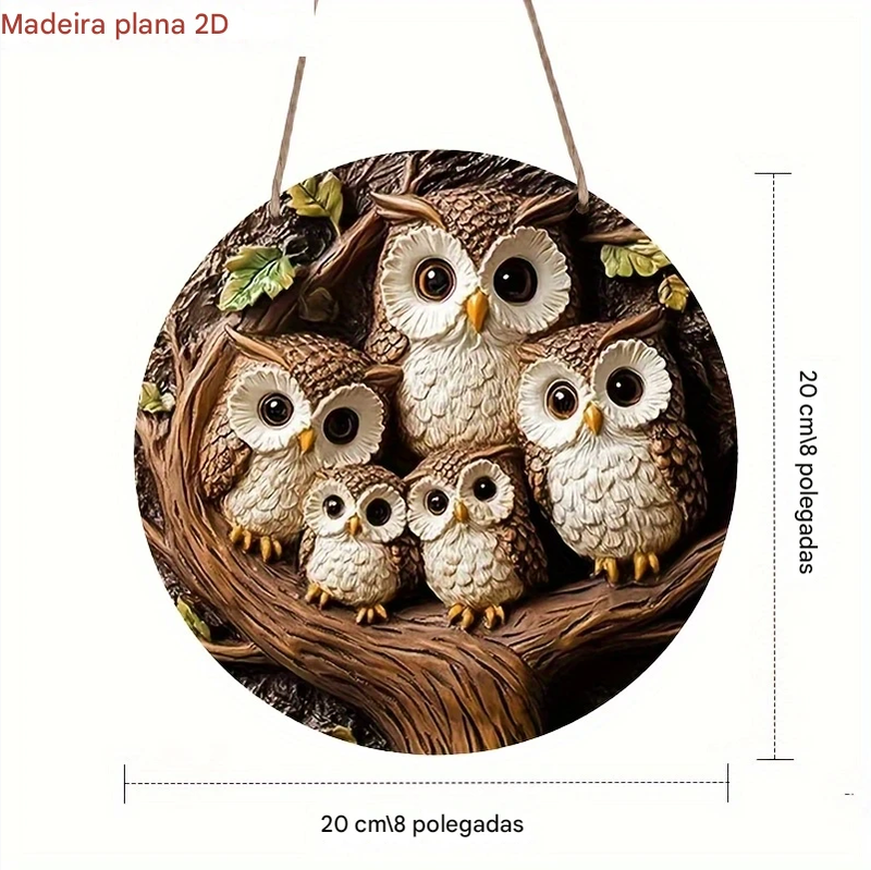 Arte de Parede Família de Corujas 2D