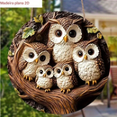 Arte de Parede Família de Corujas 2D