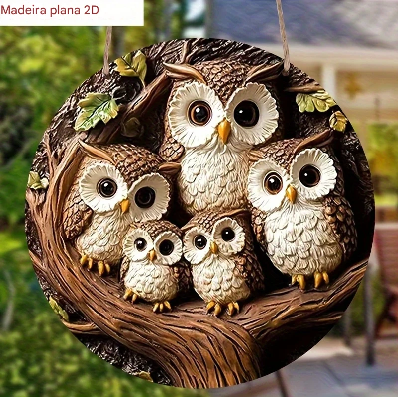 Arte de Parede Família de Corujas 2D