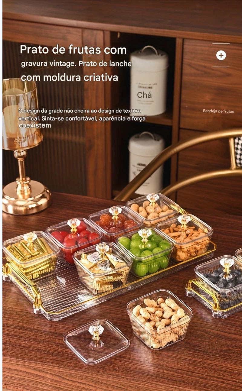 Tabuleiro Organizador de Alimentos com Compartimentos Separados