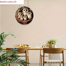 Arte de Parede Família de Corujas 2D