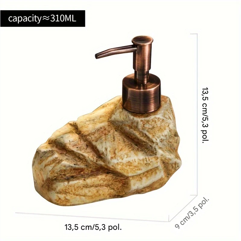 Dispensador De Sabão Cerâmico Com Design de Pedra