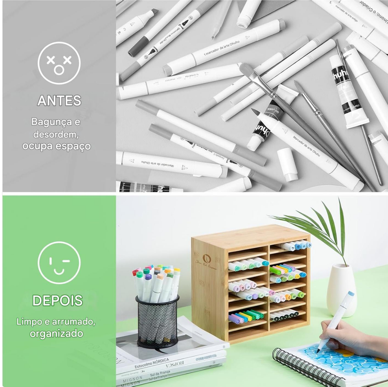 Organizador De Marcadores De Bambu