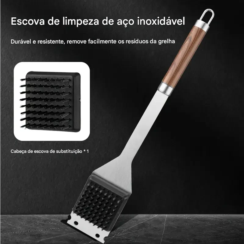 Maleta Churrasco Profissional 25 Peças em Aço Inox