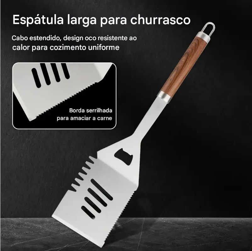 Maleta Churrasco Profissional 25 Peças em Aço Inox