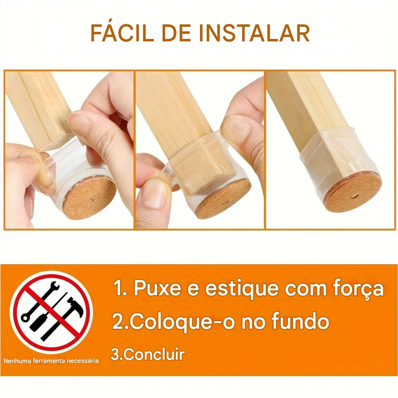 Protetores Para Pé De Cadeira Silicone Com Feltro 24 Unidades
