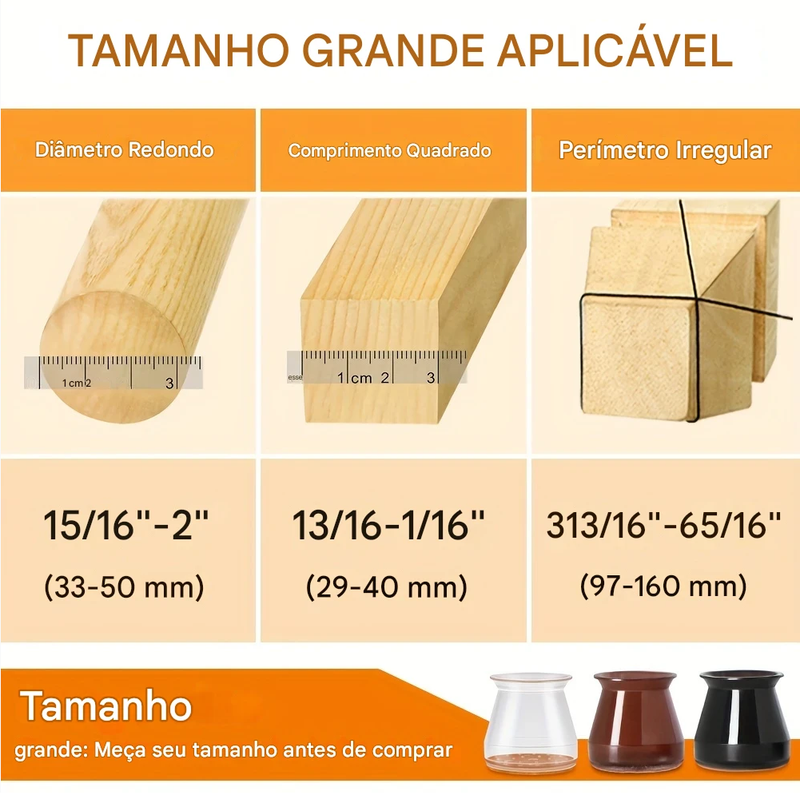 Protetores Para Pé De Cadeira Silicone Com Feltro 24 Unidades