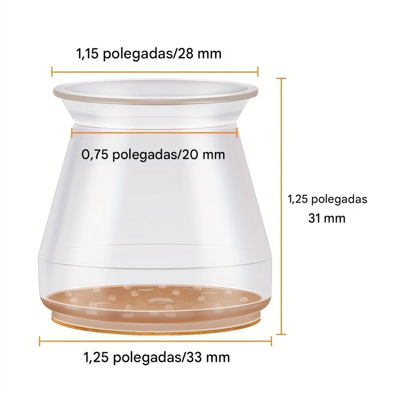 Protetores Para Pé De Cadeira Silicone Com Feltro 24 Unidades